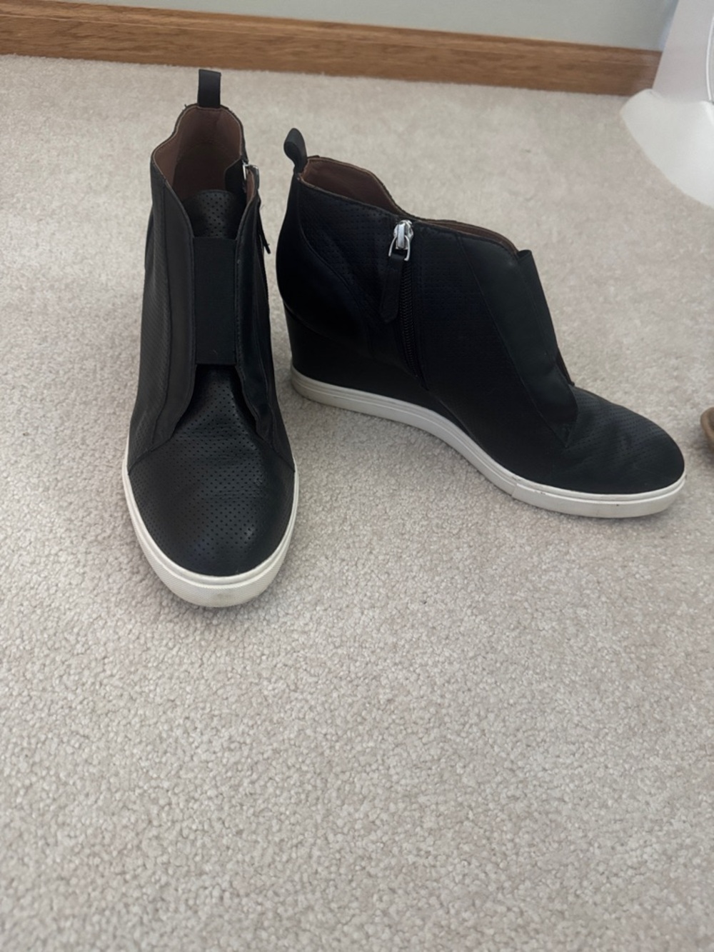 Paolo Black Wedge Sneaker Booties with White Sole